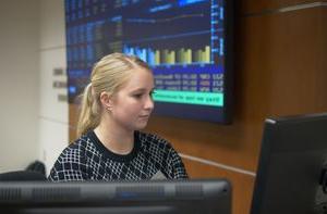 A student working at a computer